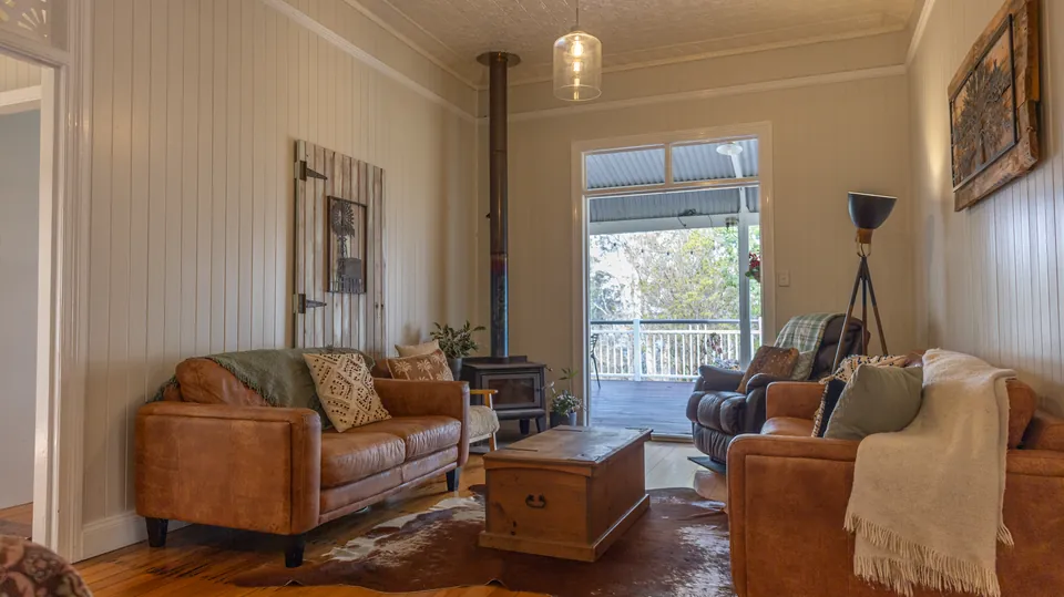 Interior living room of a Queenslander homestead photographed for a listing